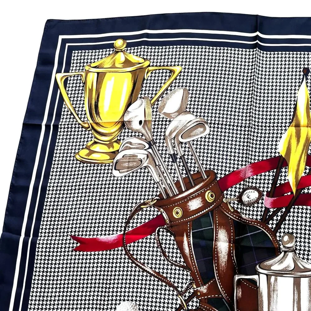 NWT Chelsea & Cambell golf theme silk scarf large 34